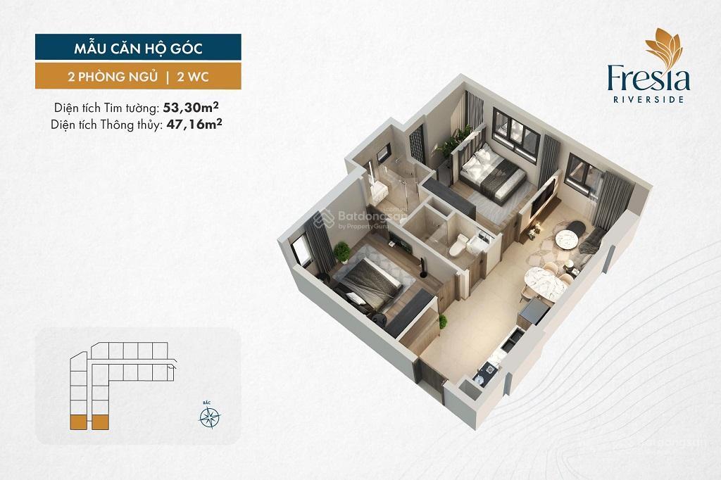 2pn 2wc 51,5m2 2,158 tỷ căn hộ fresia biên hòa ck 4%, vay 75%, tt 25% nhận nhà gần aeon mall, metro