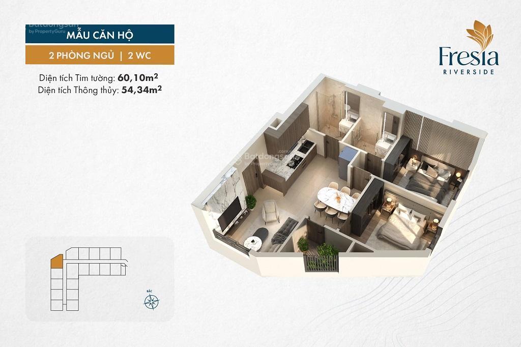 2pn 2wc 51,5m2 2,158 tỷ căn hộ fresia biên hòa ck 4%, vay 75%, tt 25% nhận nhà gần aeon mall, metro