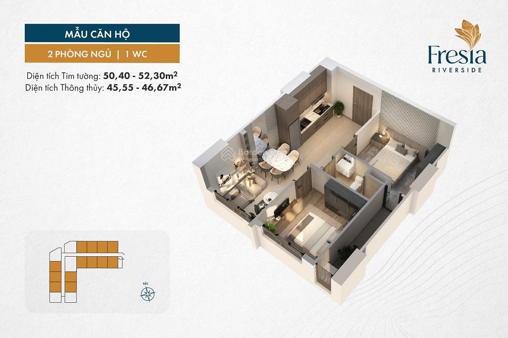 2pn 2wc 51,5m2 2,158 tỷ căn hộ fresia biên hòa ck 4%, vay 75%, tt 25% nhận nhà gần aeon mall, metro
