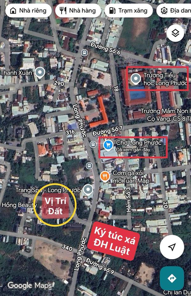 Bán lô đất đối diện ký túc xá đại học luật, cụm uỷ ban phường, chợ long phước vị trí cực đẹp