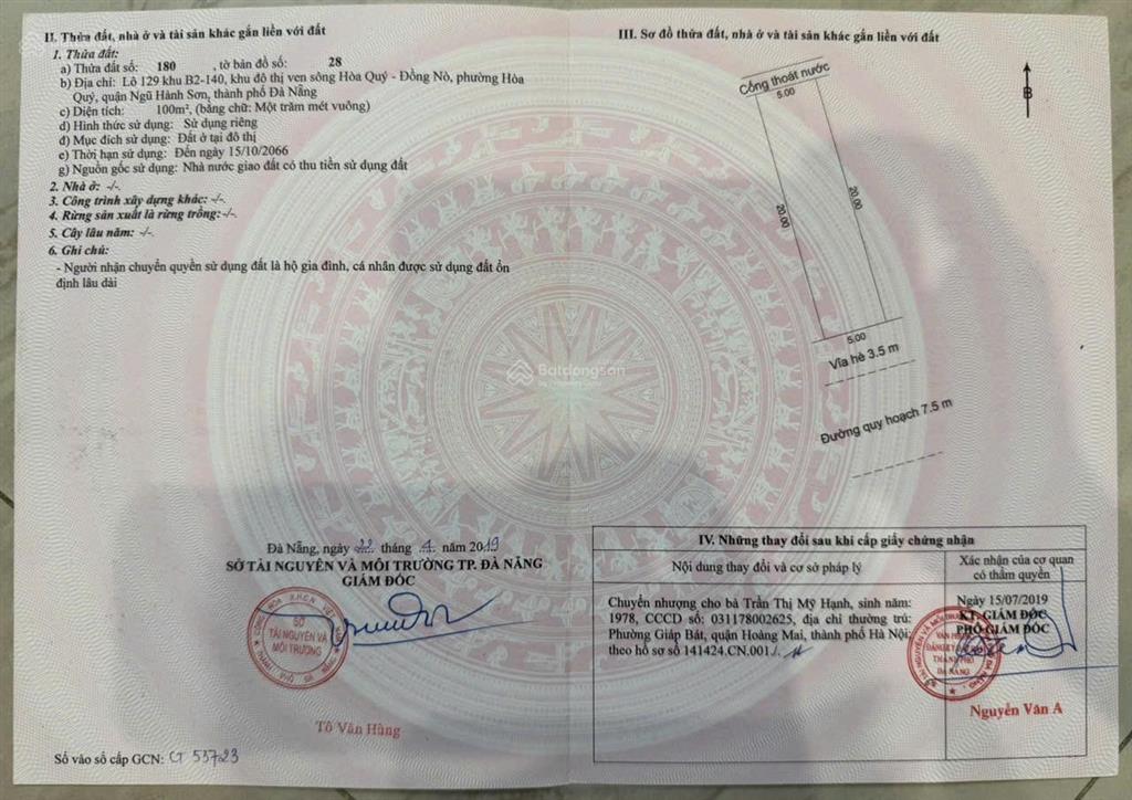 Bán đất đầm sen nam hoà xuân gần minh mạng b2.140 lô 12x thông ra sông giá 6ty00.  0932 558 ***