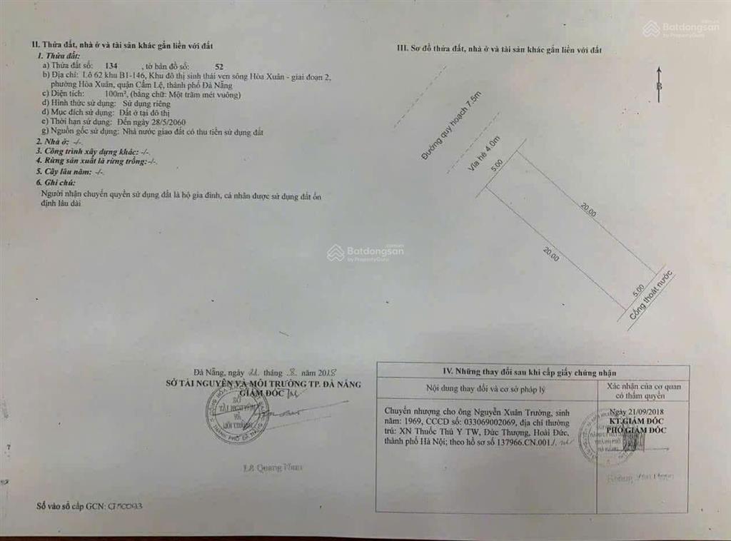 Bán đất cặp cồn dầu 19 gần cầu hoà xuân b1.146 lô 6x, 6x giá 13tỷ500.  0932 558 ***