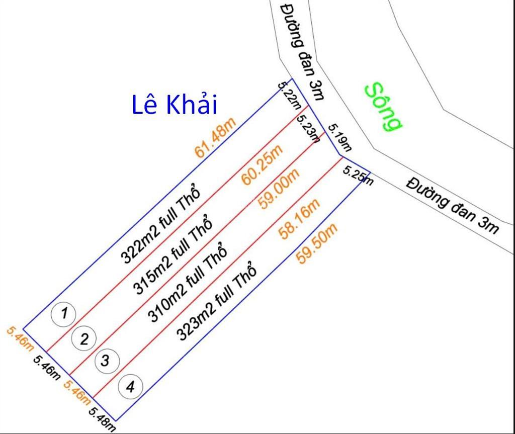 Bán nền 300m² (5m x 60m, thổ 100%) đường đan 3m, xã phương trà cũ,