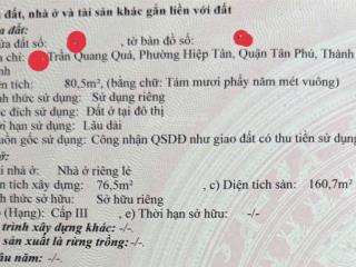 Bán nhà mặt tiền đường cạnh hòa bình cách đầm sen 1km, q. tân phú, dt 4,1m *20m, giá 10 tỷ (tl)