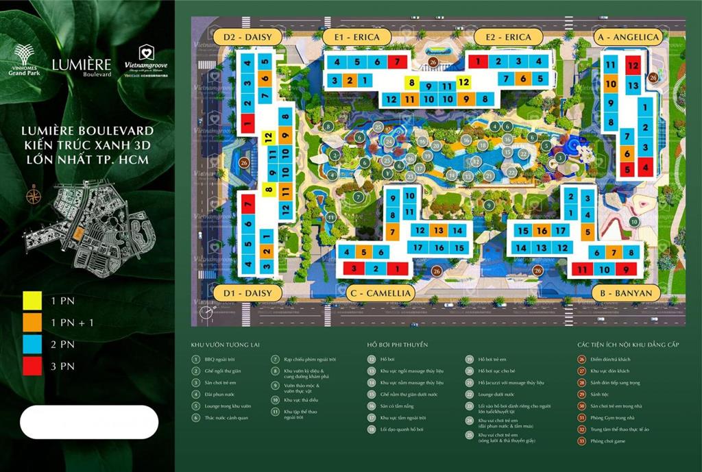 Chỉ 7tr thuê căn hộ 2pn lumiere boulevard thuộc vinhomes grand park