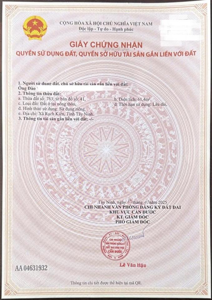 Bán nhà mặt phố tại đường 835d, thị trấn cần đước, cần đước, long an, giá cực chất 1,3 tỷ, 61,4 m2