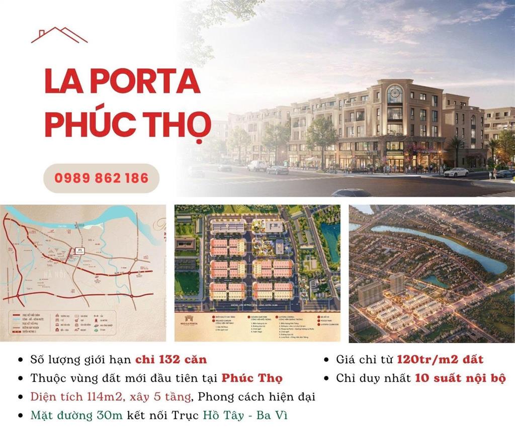 Dự án la porta phúc thọ 114m2 giá 12,5 tỷ.  0989 862 ***