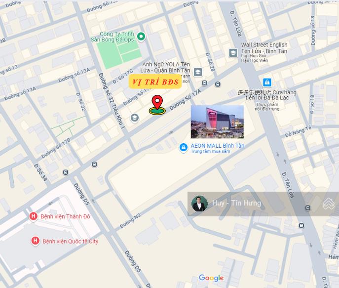 Bán đất khu tên lửa, mt đường số 17a, đối diện cổng aeon mall, 5 x 20m, 25 tỷ. (tín hưng)