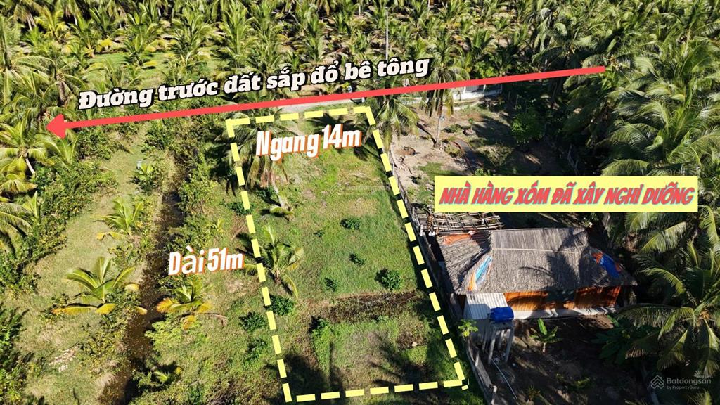 723m2 đất đẹp vườn đẹp, view vườn dừa mát mẻ, cách sg 65km, giá rẻ chỉ 399tr