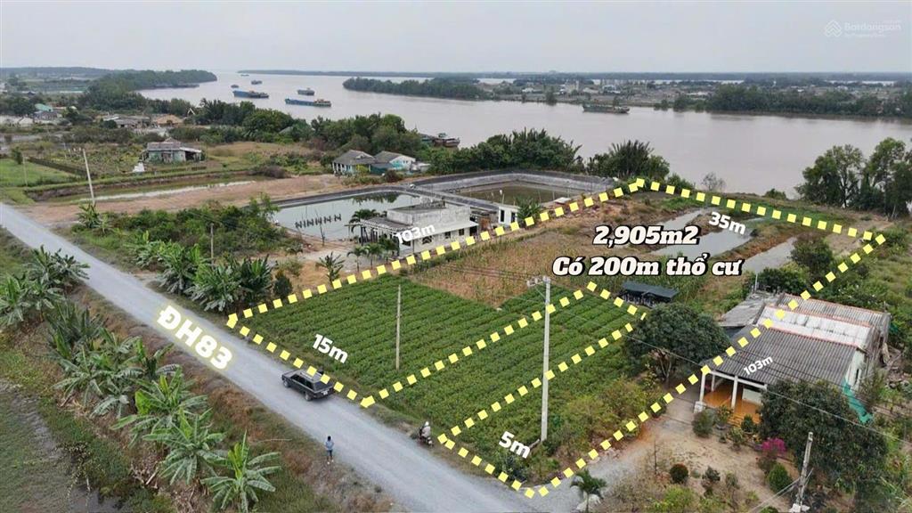 2.926m² đất mặt tiền sông + đường nhựa thổ cư 200m² sẵn | phú thạnh tân phú đông