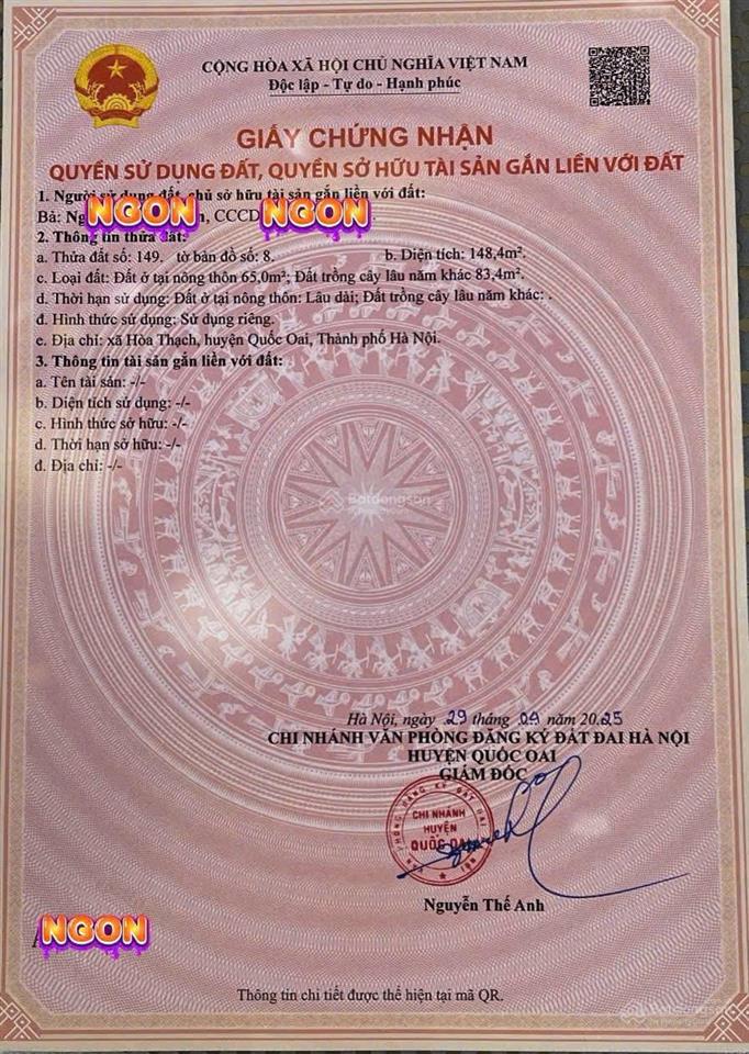 Bán đất hòa thạch, quốc oai, hà nội 148,4 m2, giá cực chất chỉ với 3,561 tỷ