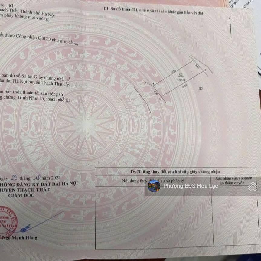 Hơn 1tỷ có lô đất 100m2 full thổ cư, nằm trên trục chính luồng lặt yên trung, gần khu cn quang tiến