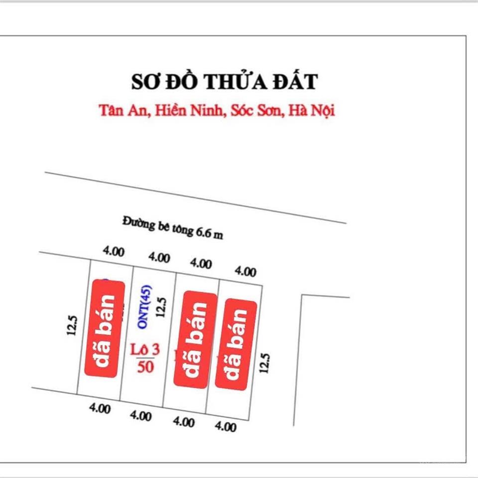Chính chủ cần bán 50m2 đất tại bìa thôn tân an hiền ninh, đường 6m, ngõ thông, mt 4m. giá 1tỷ900