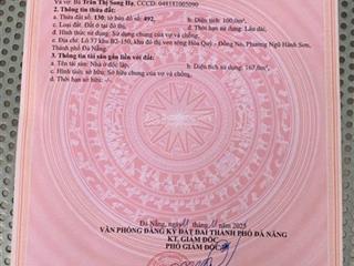 Bán nha 2 tần 100m2 tại từ giấy, hòa quý, ngũ hành sơn, đà nẵng, giá ưu đãi 6,75 tỷ