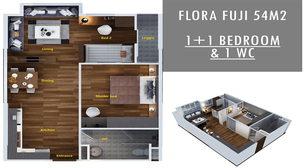 Chuyên bán căn hộ flora fuji 1 phòng ngủ + giá tốt chỉ 2 tỷ 980 có sổ