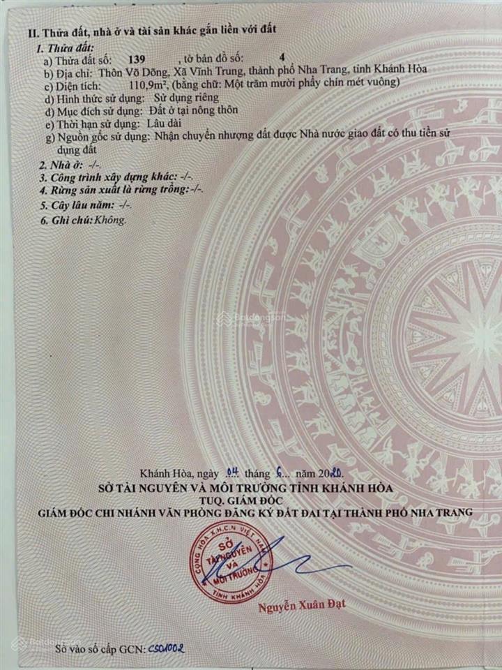 Bán gấp lô đất vĩnh trung tp. nha trang, giá chốt nhanh 1,1 tỷ, vị trí đẹp, ô tô vào tận nơi