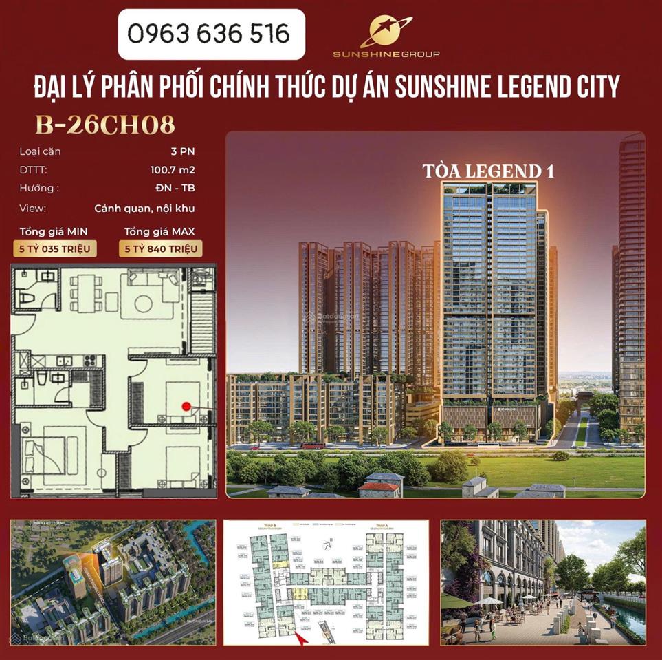 Bán căn b2608 sunshine legend city giá tốt