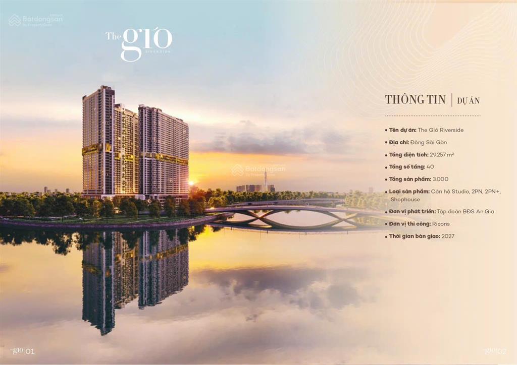 Bán the gió riverside 65m2 2pn 2wc dự kiến chỉ 2tỷ5/căn, đặt biệt căn gió đông view trực diện sông