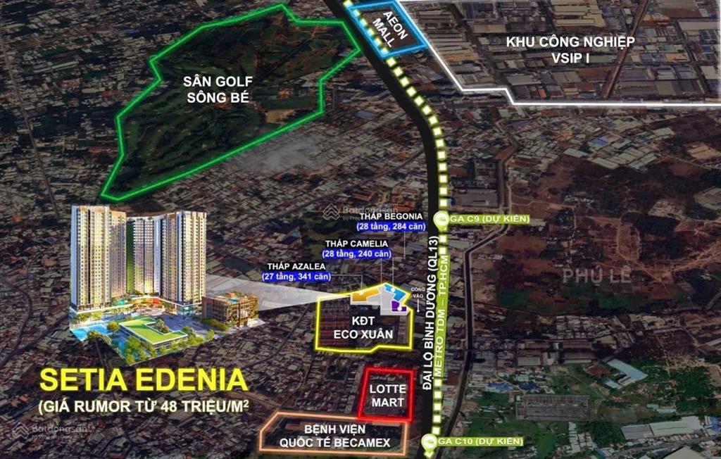 Bán căn hộ setia edenia chỉ 2tỷ4/căn  52m2, ký hđ 15%, cđt ck 9%, hỗ trợ 0% ls đến khi nhận nhà
