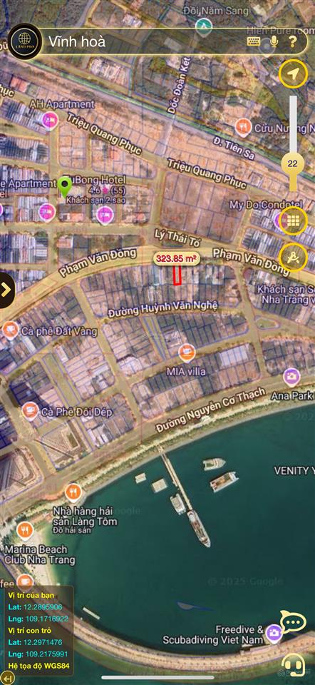 Lô đất đường phạm văn đồng vĩnh hoà nha trang. xây dựng được 16 tầng  giá 72 triệu/m2