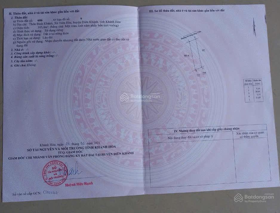 Bán hai lô liền kề thôn bình khánh, diên hoà, diên khánh  sát cụm công nghiệp diên thọ  780 triệu