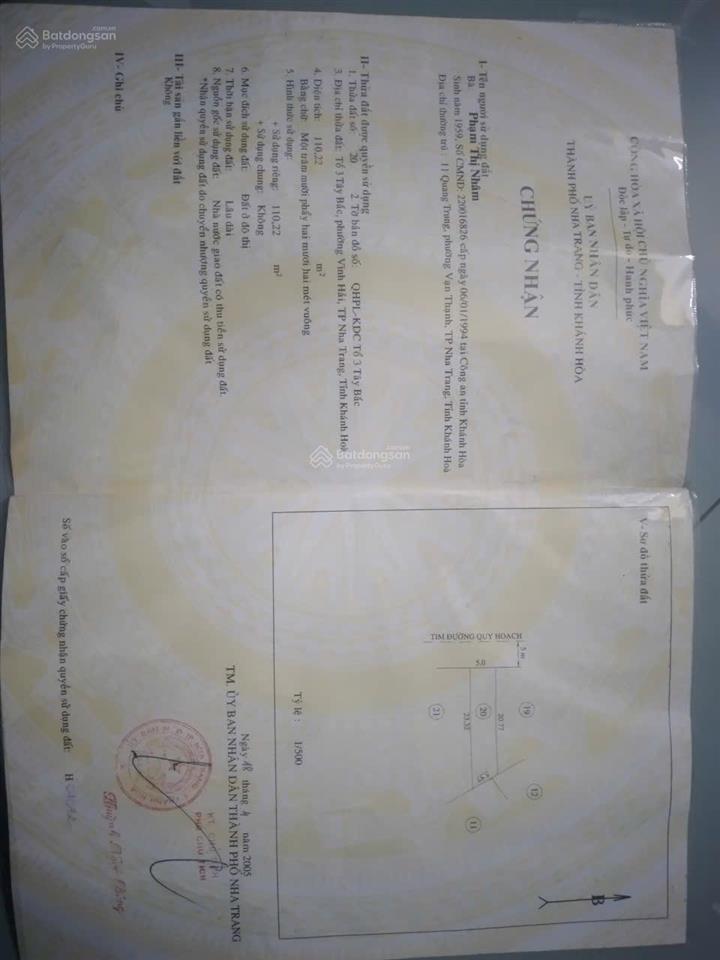 Nhà 2 tầng đường 10m, vĩnh hải, đối diện sos, cách 2/4 chỉ 30m  110m2 ngang 5m  giá 7,15 tỷ