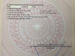 Lô đất hẻm củ chi, bắc nha trang  58,8m2 ngang 5,5m  giá 3,55 tỷ