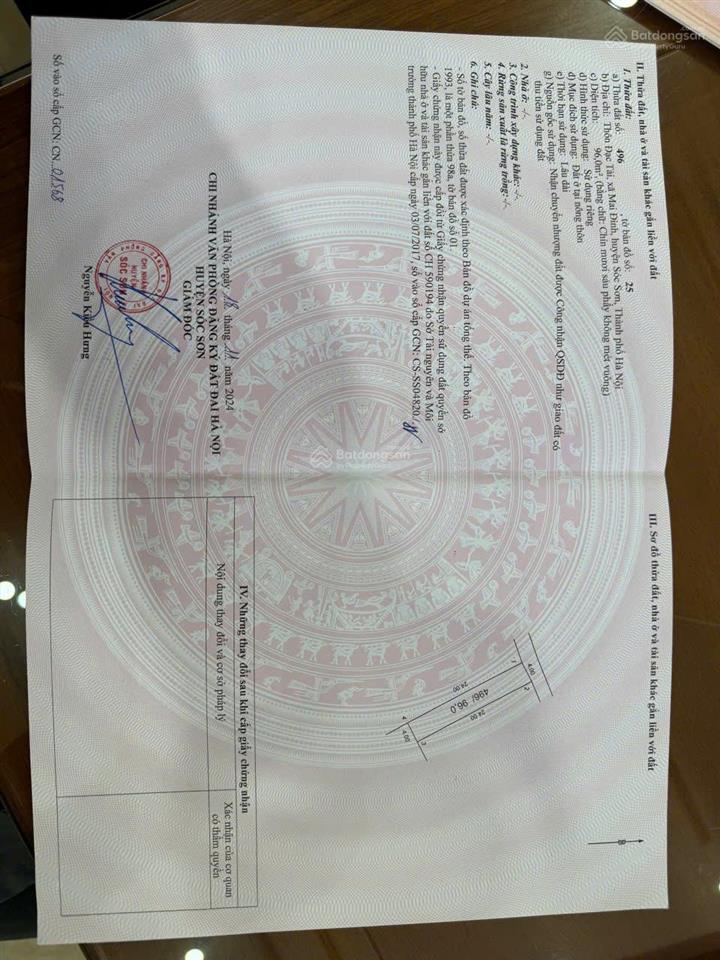 Bán đất tại xã mai đình, sóc sơn, hà nội, giá thỏa thuận, 96m2, mặt tiền 4m, pháp lý đầy đủ