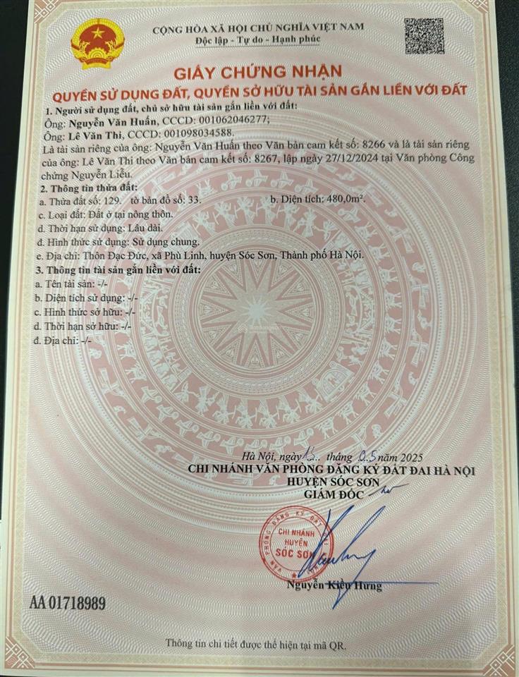 Bán đất siêu hot tại phù linh, sóc sơn, hà nội, giá thỏa thuận, 480m2