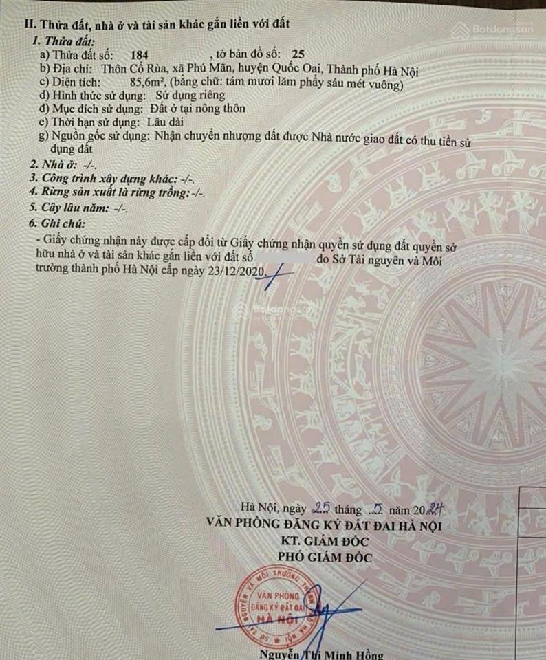 Chủ cần tiền bán nhanh lô góc 86m2 vỉa hè bao quanh, đường rộng, 500m ra quốc lộ 21