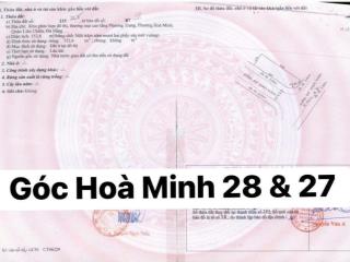 Bán lô góc 2 mặt tiền đẹp khu b phương trang, hòa minh, liên chiểu. hòa minh 28 & hòa minh 27