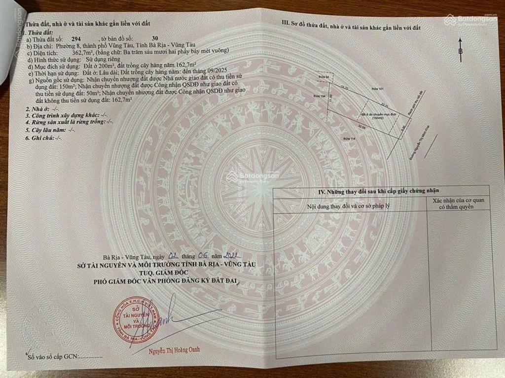 Bán đất gần biển bãi sau, ngang 10m, hướng đông nam, mt nguyễn thị minh khai, vũng tàu, gía 27 tỷ