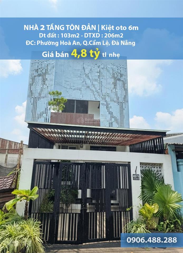 Nhà tôn đản 2 tầng, kiệt oto 428 full nội thất mới cứng