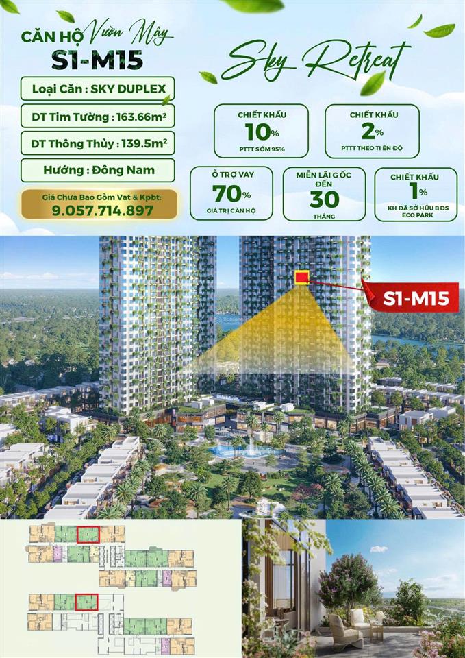 (bán) căn 3pn view hồ bơi + hồ thiên nga tại forest onsen  eco retreat. 1 căn duy nhất giá tốt !