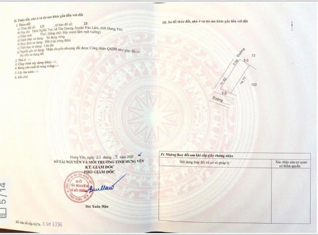 Cần bán 75m2 đất nghĩa trai, tân quang, văn lâm