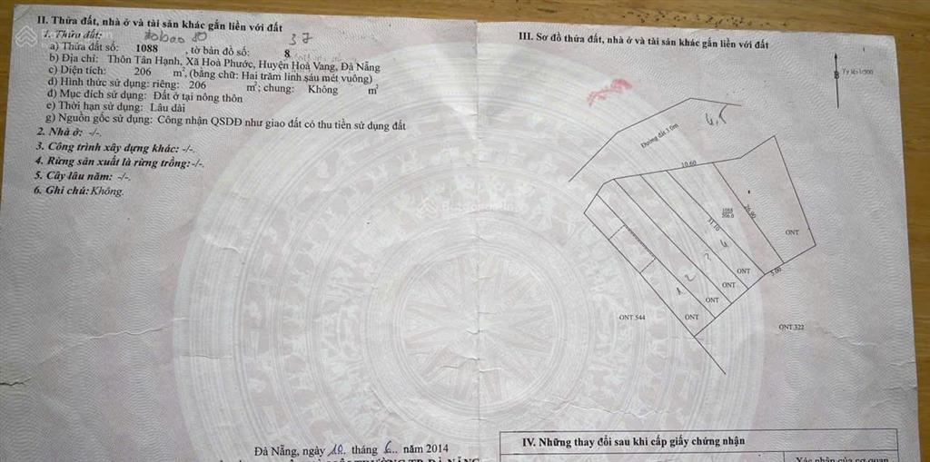 Duy nhất đất ở lớn 206m² tân hạnh  hòa phước  đường ô tô 7m  gần ql1a. 0915 531 ***  mr nguyên