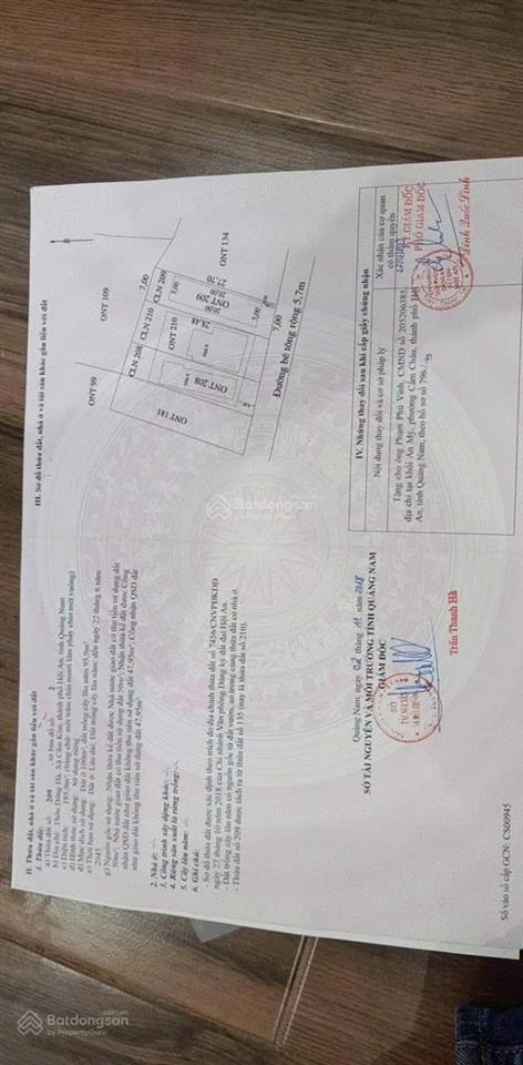 Bán đất cẩm kim, hội an, giá tốt, dt 196m2, ngang 7m