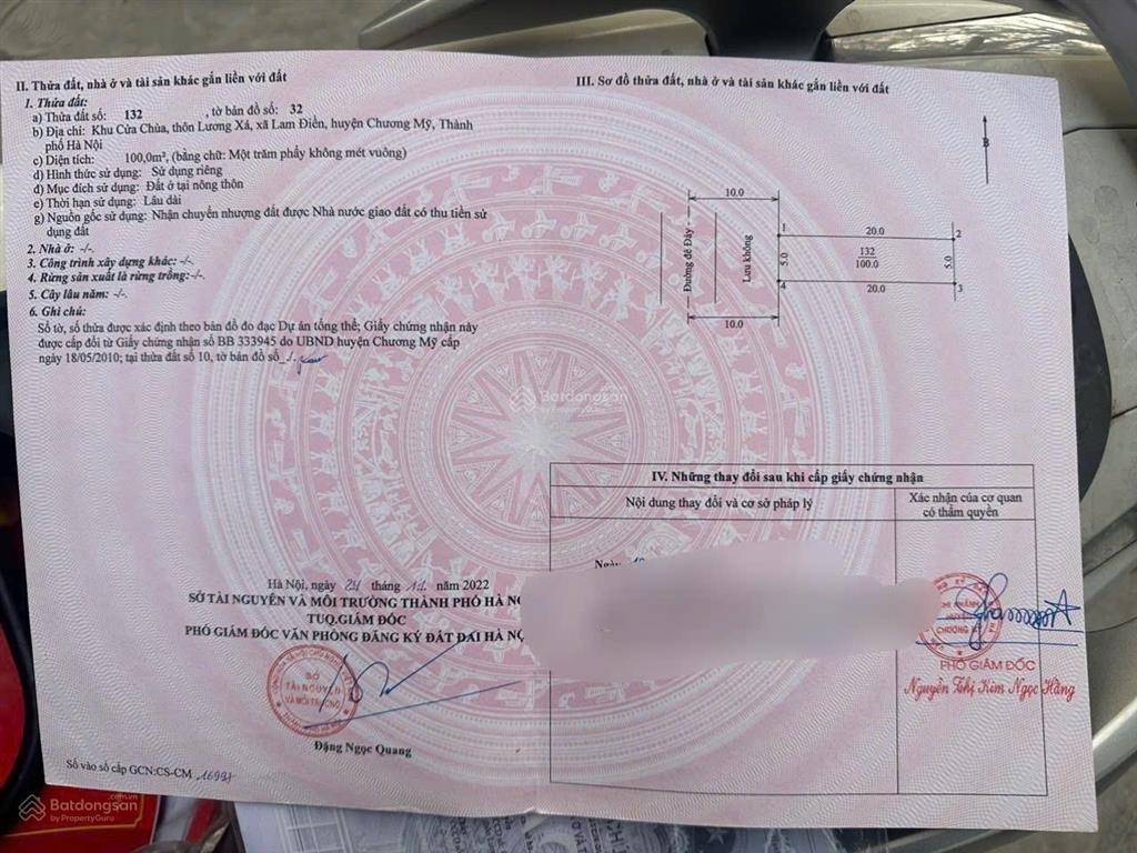 Bán đất tại thị trấn chúc sơn, 53 triệu / m2, 100 m2, mặt tiền 5m