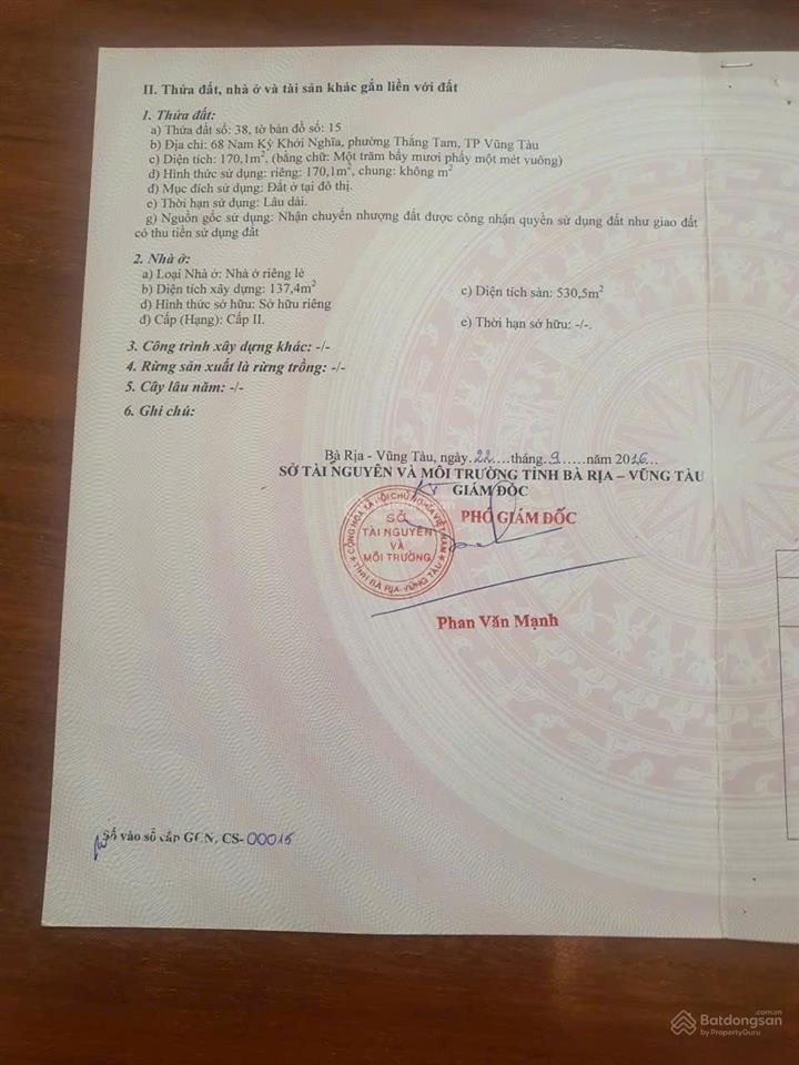 Bán nhà mặt tiền nam kỳ khởi nghĩa  200m2 =8x20m  gần chợ mới vũng tàu  tiện kinh doanh  31 tỷ