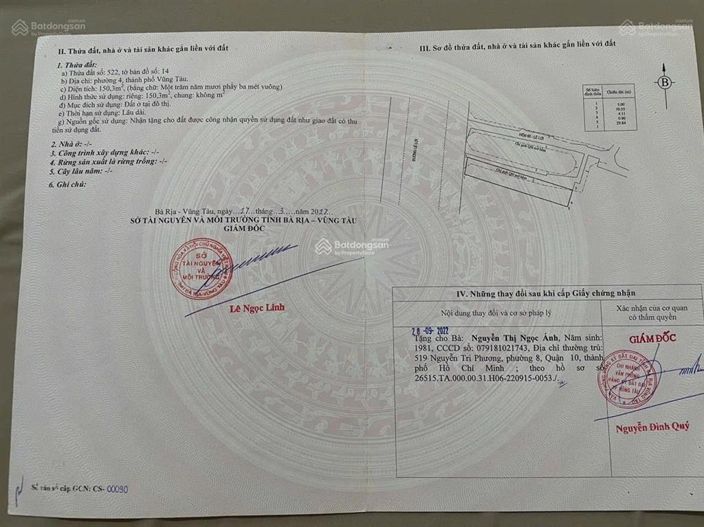 Bán nhà c4 trung tâm gần biển 150m2=5x30m mặt tiền lê lợi p4 tp. vt tiện kinh doanh 16,5 tỷ
