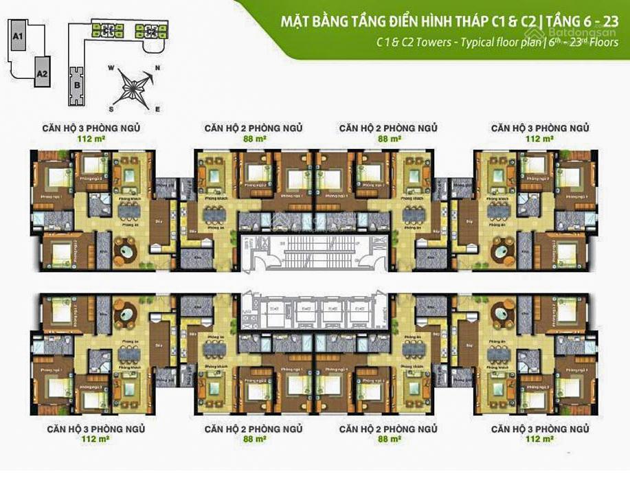 Căn hộ bán tại tropic garden thảo điền tầng trung view sông gồm 2 phòng ngủ với diện tích 88m2