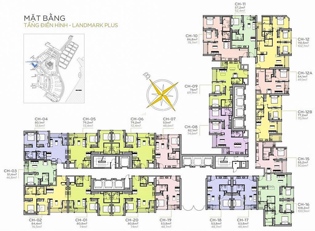 Căn hộ bán tại vinhomes central park tầng cao thuộc landmark plus gồm 2 phòng ngủ diện tích 82,1m2