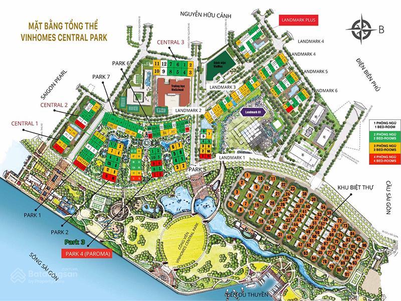 Căn hộ bán tại vinhomes central park tầng cao thuộc landmark plus gồm 2 phòng ngủ diện tích 82,1m2