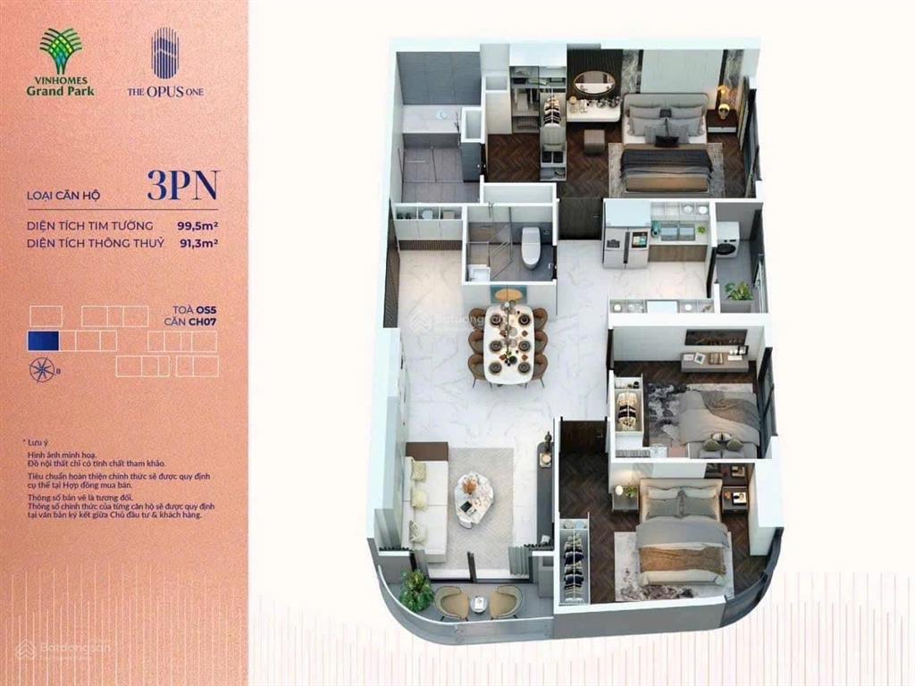 Siêu rẻ! the opus one  2pn, 2wc | 5,7 tỷ | 80 m2 (full vat+pbt) thanh toán giãn 120 ngày