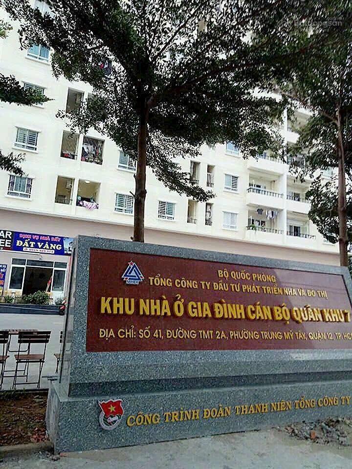 Cho thuê căn hộ chung cư khu nhà ở cán bộ quân khu 7 quận 12. nhà 2 phòng ngủ, 2wc