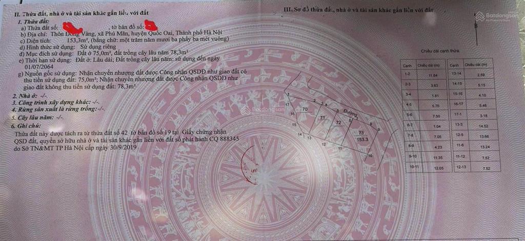 Bán lô góc 153.3m2 đồng vàng phú mãn. vị trí đẹp gần trục chính