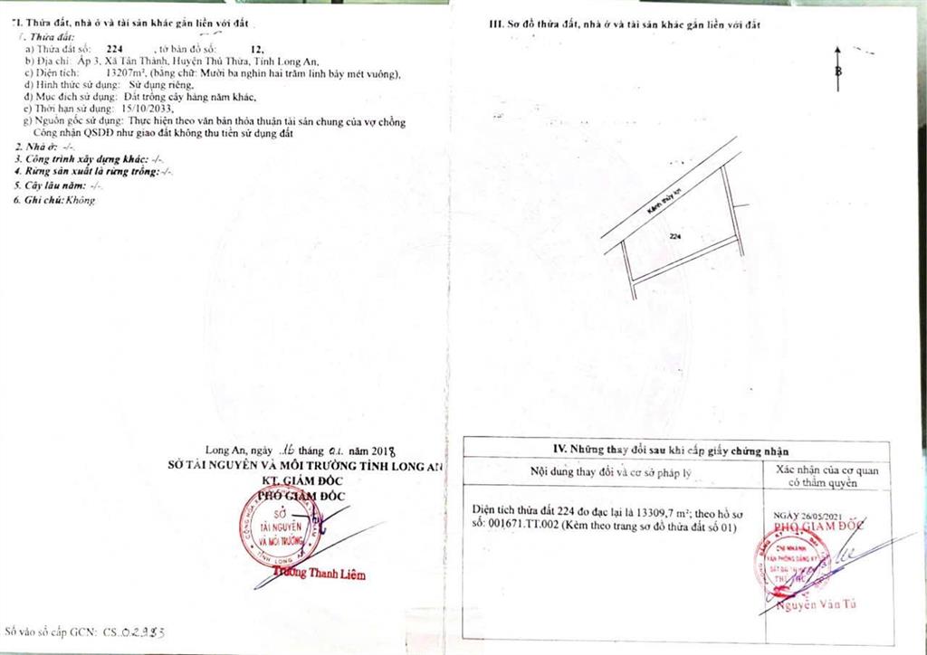 Chủ bán hơn 1,3ha đất nông nghiệp mặt tiền kênh thủ thừa, long an