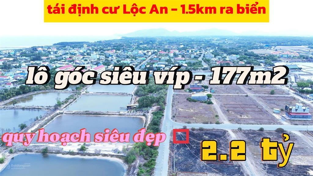 Cần bán gấp lô góc 178m2, full thổ cư, quy hoạch siêu đẹp, cách biển 1.5km