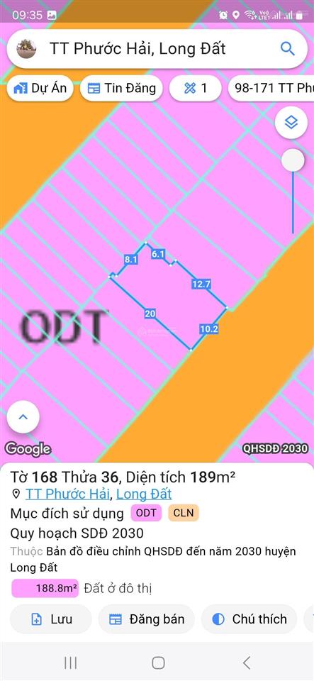 Cần bán gấp lô đông nam 189m2, ngang 10m, full thổ cư, trần văn mầu cách bãi tắm 500m, giá 7.1 tỷ