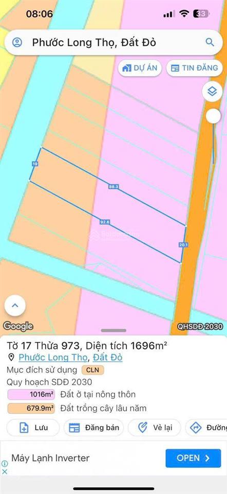 1696m2 đất mặt tiền phạm hùng ngay cổng kcn đất đỏ, bà rịa vũng tàu, sổ riêng  giá chỉ 2,8 tỷ